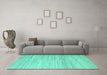 Machine Washable Abstract Turquoise Contemporary Area Rugs in a Living Room,, wshcon635turq