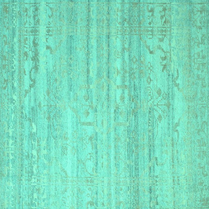 Square Machine Washable Abstract Turquoise Contemporary Area Rugs, wshcon635turq