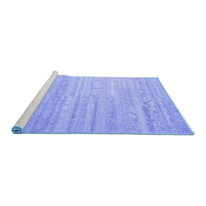 Sideview of Machine Washable Abstract Blue Contemporary Rug, wshcon635blu