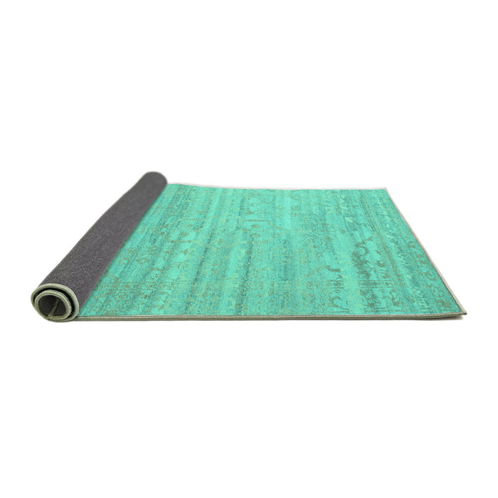 Sideview of Abstract Turquoise Contemporary Rug, con635turq