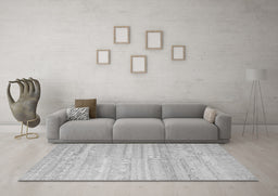 Machine Washable Abstract Gray Contemporary Rug in a Living Room,, wshcon635gry