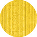 Round Machine Washable Solid Yellow Modern Rug, wshcon636yw