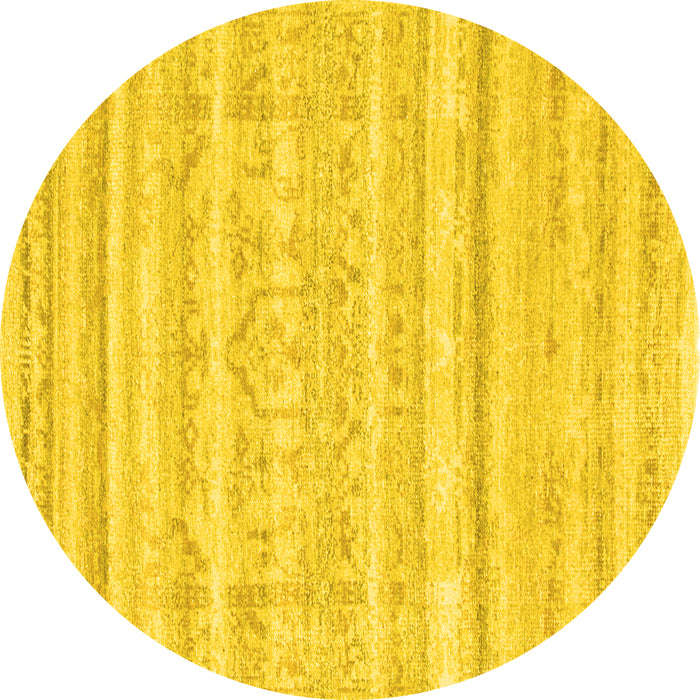 Round Solid Yellow Modern Rug, con636yw