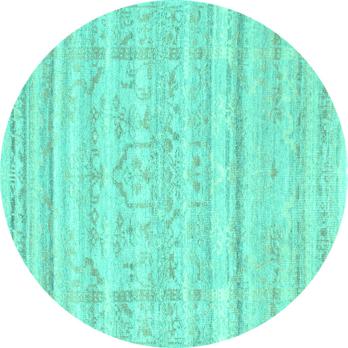 Round Solid Turquoise Modern Rug, con636turq