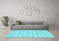 Machine Washable Solid Light Blue Modern Rug, wshcon636lblu