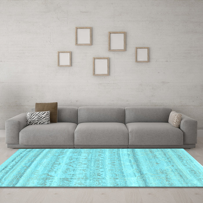 Machine Washable Solid Light Blue Modern Rug in a Living Room, wshcon636lblu