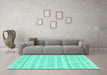 Machine Washable Solid Turquoise Modern Area Rugs in a Living Room,, wshcon636turq