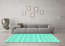 Machine Washable Solid Turquoise Modern Area Rugs in a Living Room,, wshcon636turq