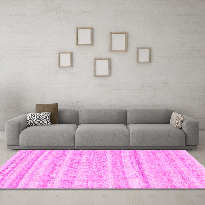 Machine Washable Solid Pink Modern Rug in a Living Room, wshcon636pnk