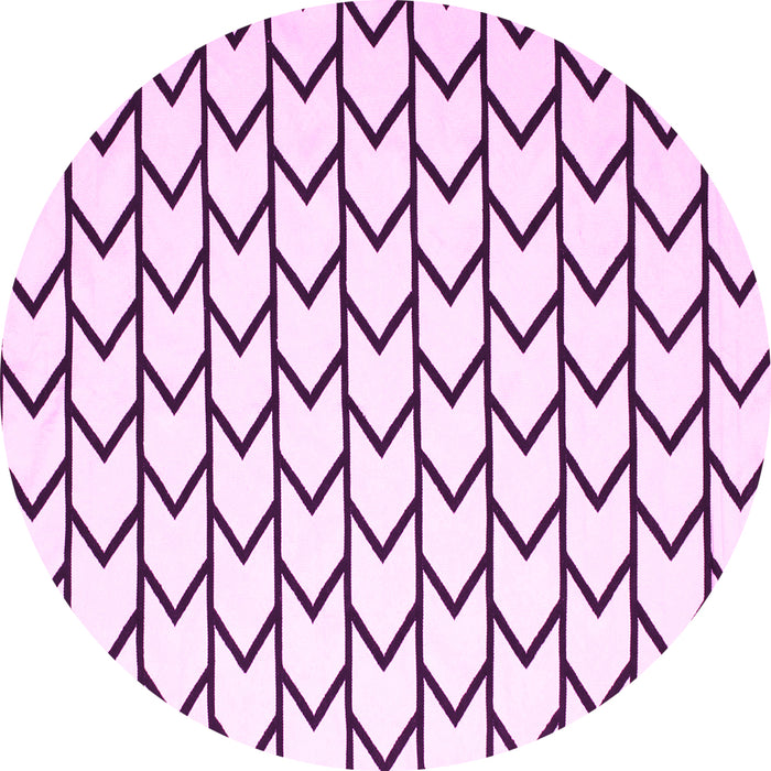 Round Machine Washable Solid Pink Modern Rug, wshcon637pnk