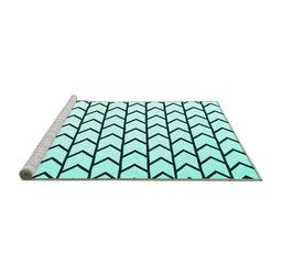 Sideview of Machine Washable Solid Turquoise Modern Area Rugs, wshcon637turq