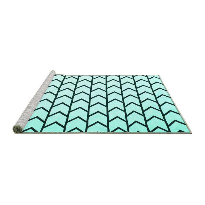 Sideview of Machine Washable Solid Turquoise Modern Area Rugs, wshcon637turq