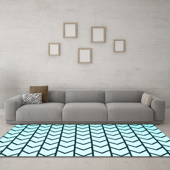Machine Washable Solid Light Blue Modern Rug in a Living Room, wshcon637lblu