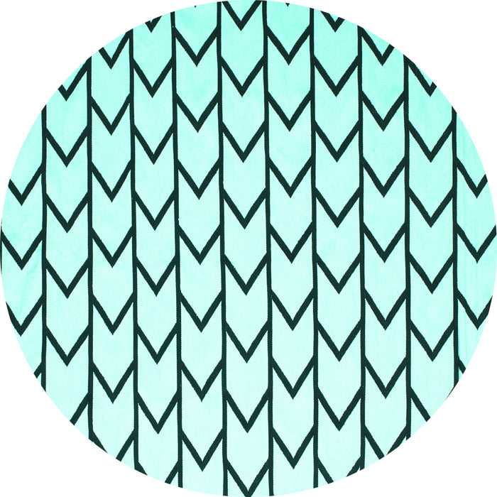 Round Machine Washable Solid Turquoise Modern Area Rugs, wshcon637turq