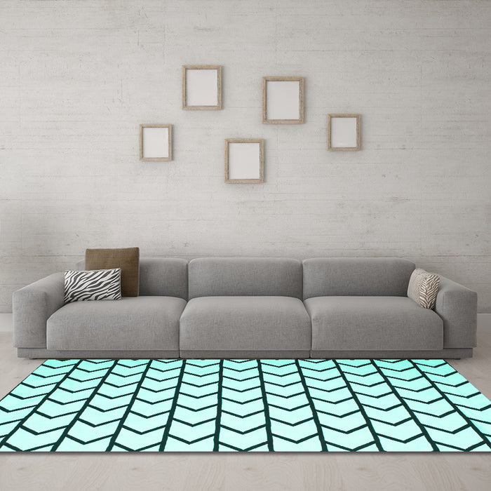 Machine Washable Solid Turquoise Modern Area Rugs in a Living Room,, wshcon637turq