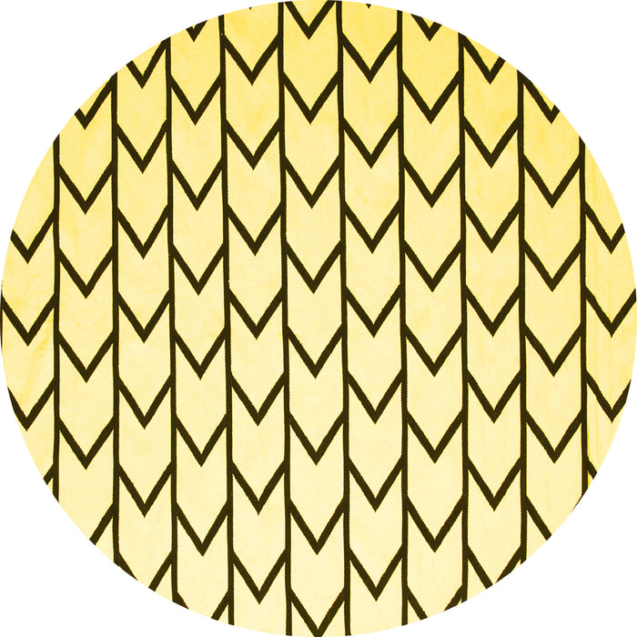 Round Machine Washable Solid Yellow Modern Rug, wshcon637yw