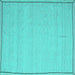 Square Machine Washable Abstract Turquoise Contemporary Area Rugs, wshcon638turq