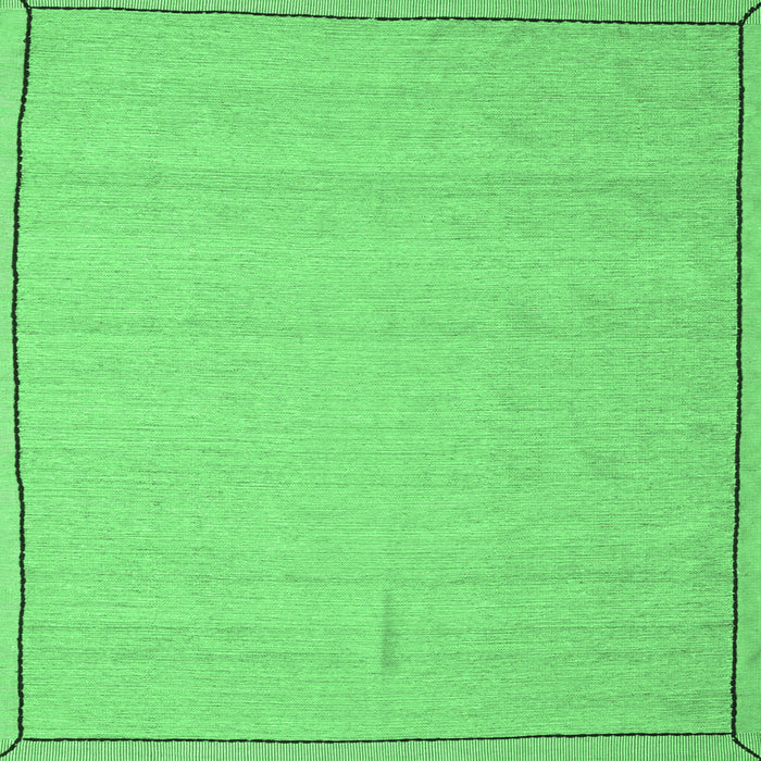 Square Machine Washable Abstract Emerald Green Contemporary Area Rugs, wshcon638emgrn
