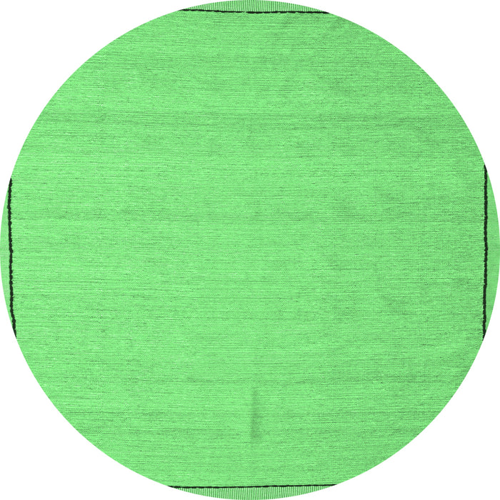 Round Machine Washable Abstract Emerald Green Contemporary Area Rugs, wshcon638emgrn