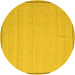 Round Machine Washable Abstract Yellow Contemporary Rug, wshcon638yw