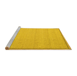 Sideview of Machine Washable Abstract Yellow Contemporary Rug, wshcon638yw