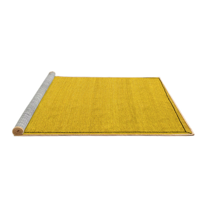 Sideview of Machine Washable Abstract Yellow Contemporary Rug, wshcon638yw