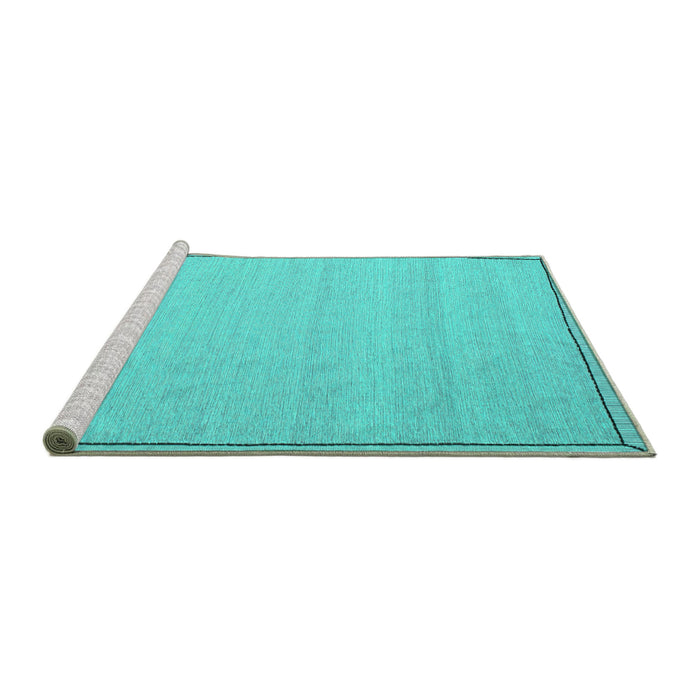Sideview of Machine Washable Abstract Turquoise Contemporary Area Rugs, wshcon638turq