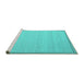 Sideview of Machine Washable Abstract Turquoise Contemporary Area Rugs, wshcon638turq