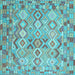 Square Machine Washable Southwestern Light Blue Country Rug, wshcon639lblu