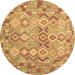 Round Southwestern Brown Country Rug, con639brn