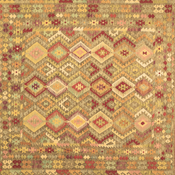Square Machine Washable Southwestern Brown Country Rug, wshcon639brn