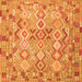 Round Machine Washable Southwestern Orange Country Area Rugs, wshcon639org