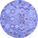 Round Machine Washable Southwestern Blue Country Rug, wshcon639blu