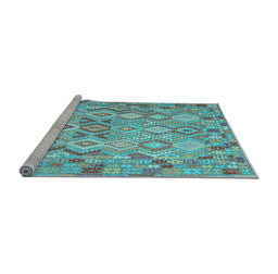 Sideview of Machine Washable Southwestern Light Blue Country Rug, wshcon639lblu