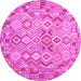 Round Southwestern Pink Country Rug, con639pnk