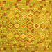 Square Machine Washable Southwestern Yellow Country Rug, wshcon639yw