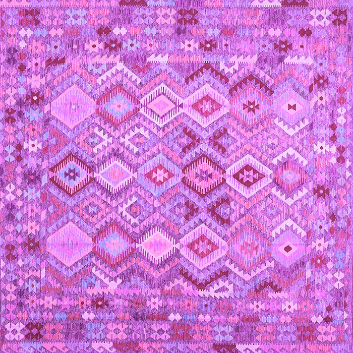 Square Machine Washable Southwestern Purple Country Area Rugs, wshcon639pur