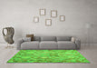 Machine Washable Southwestern Green Country Area Rugs in a Living Room,, wshcon639grn