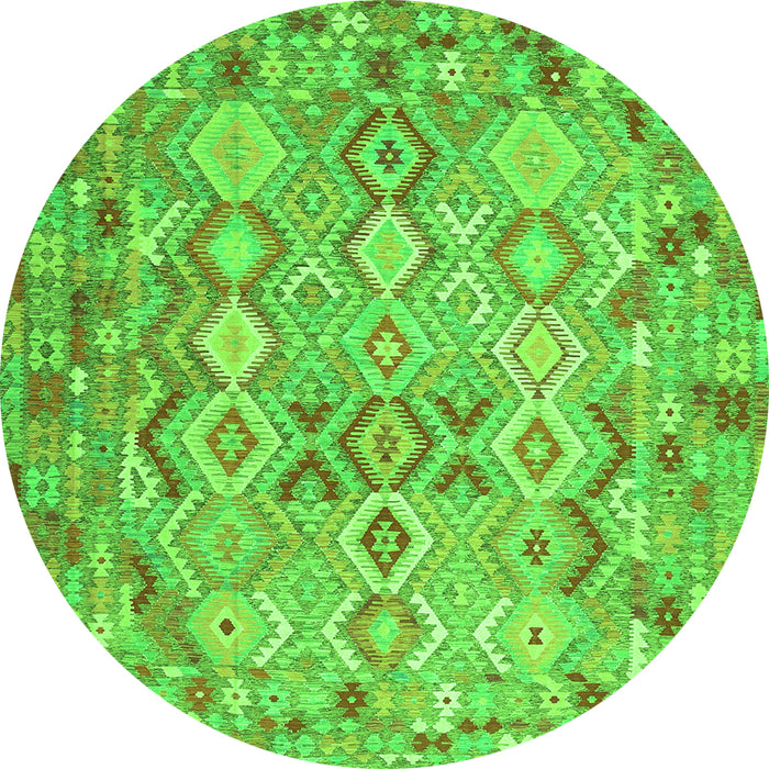 Square Southwestern Green Country Rug, con639grn