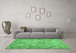 Machine Washable Southwestern Emerald Green Country Area Rugs in a Living Room,, wshcon639emgrn