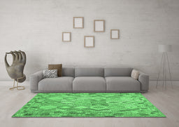 Machine Washable Southwestern Emerald Green Country Area Rugs in a Living Room,, wshcon639emgrn