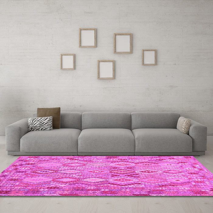 Machine Washable Southwestern Pink Country Rug in a Living Room, wshcon639pnk