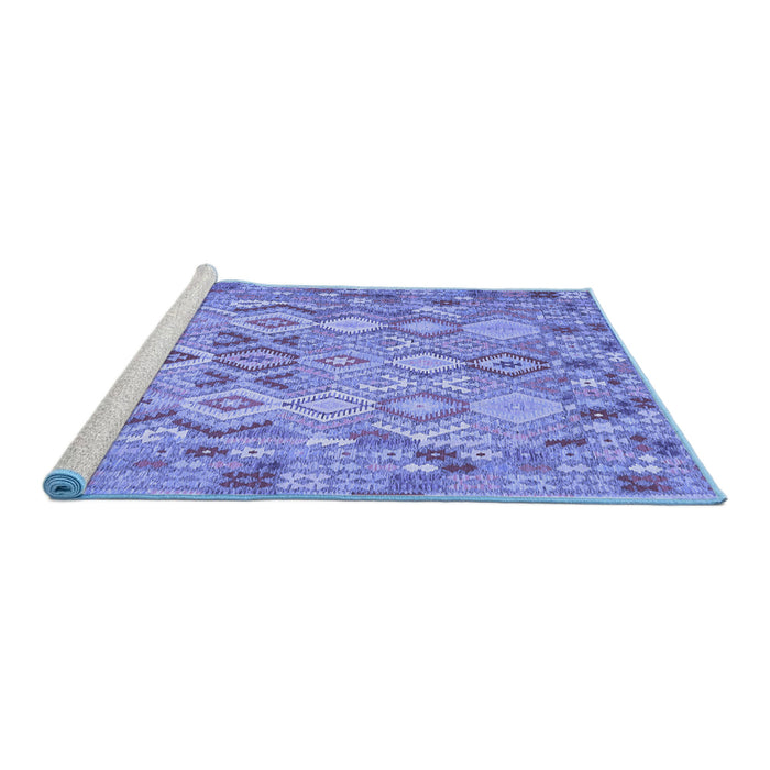 Sideview of Machine Washable Southwestern Blue Country Rug, wshcon639blu