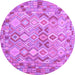 Round Machine Washable Southwestern Purple Country Area Rugs, wshcon639pur