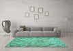 Machine Washable Southwestern Turquoise Country Area Rugs in a Living Room,, wshcon639turq