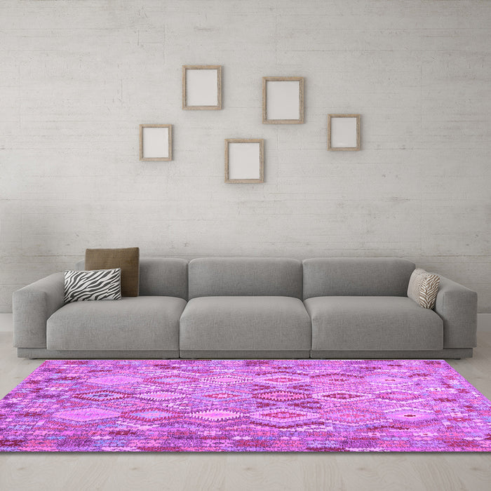 Machine Washable Southwestern Purple Country Area Rugs in a Living Room, wshcon639pur
