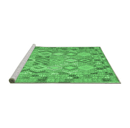 Sideview of Machine Washable Southwestern Emerald Green Country Area Rugs, wshcon639emgrn