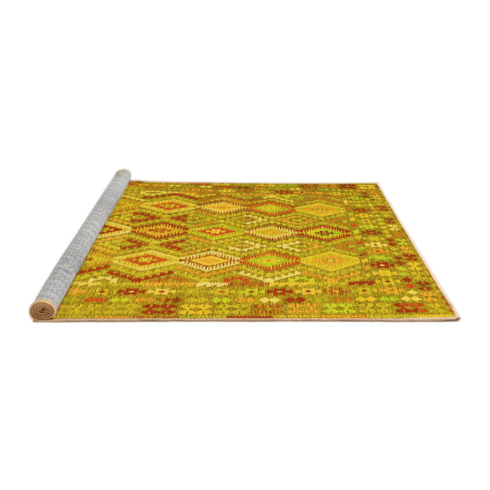 Sideview of Machine Washable Southwestern Yellow Country Rug, wshcon639yw