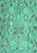 Machine Washable Southwestern Turquoise Country Area Rugs, wshcon639turq