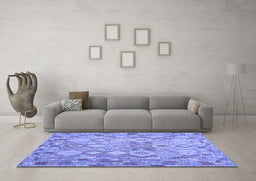 Machine Washable Southwestern Blue Country Rug in a Living Room, wshcon639blu
